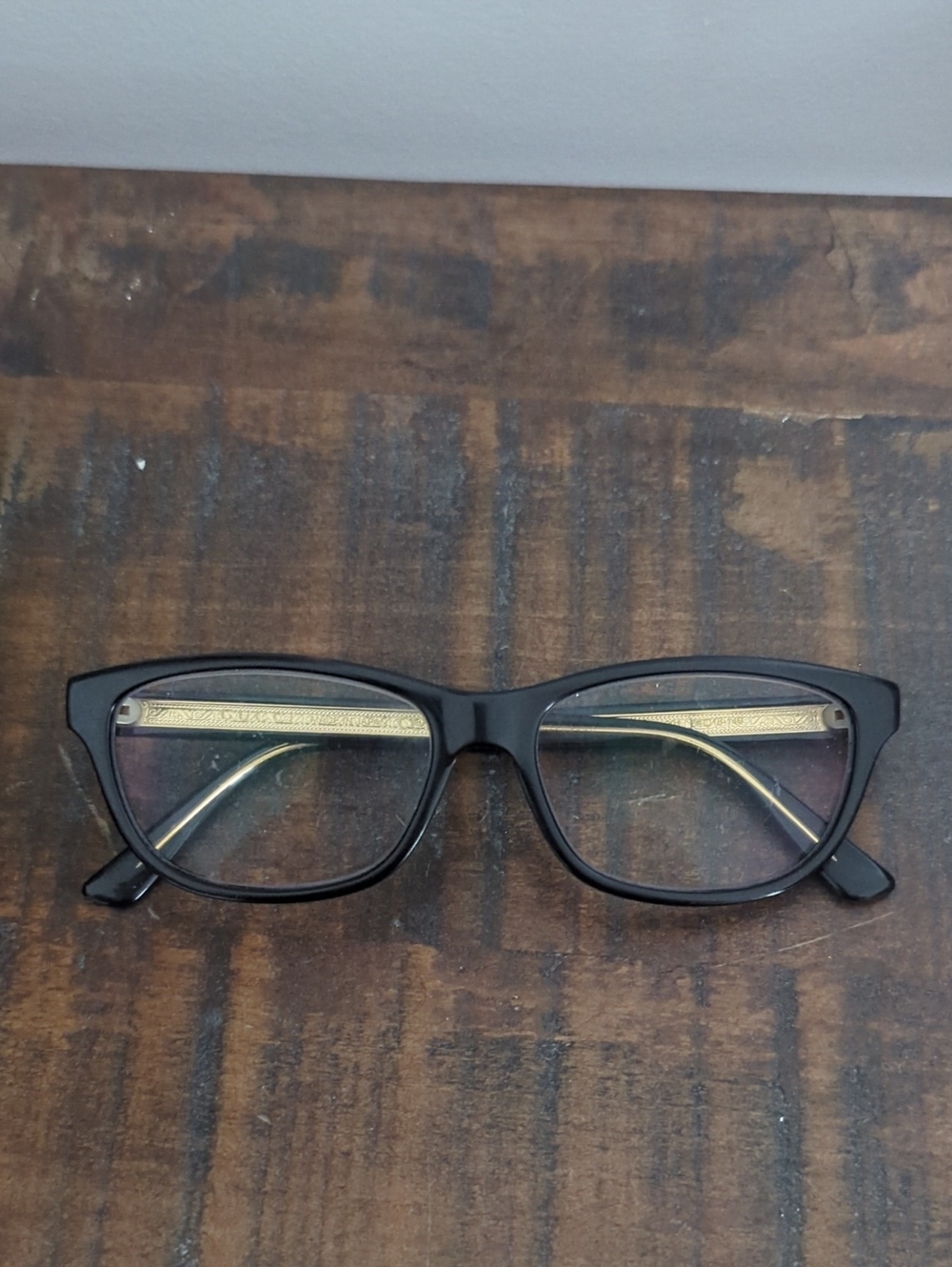 Gucci Classic Black Women's  Eyeglasses with Gold Temples
